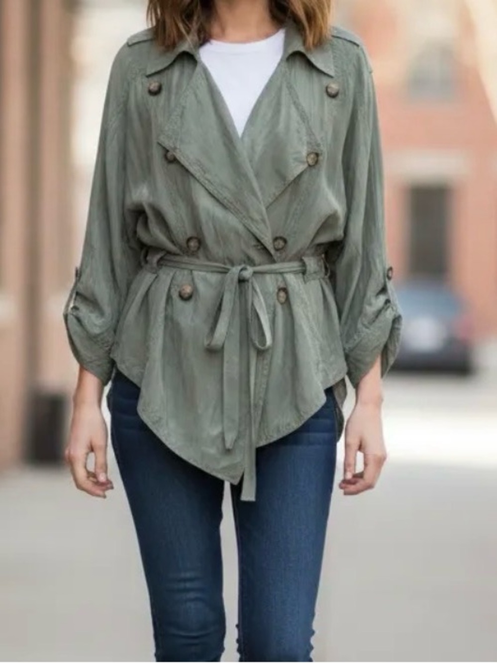Free People Army Green Utility Jacket | Cupro NWOT SP (Runs Oversized) - Picture 1 of 9